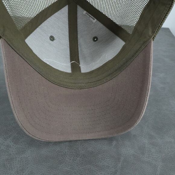 Patagonia Hat Cap Snap Back Khaki Green Trucker Mesh Trout Fitz Roy Embroidered - Picture 7 of 7